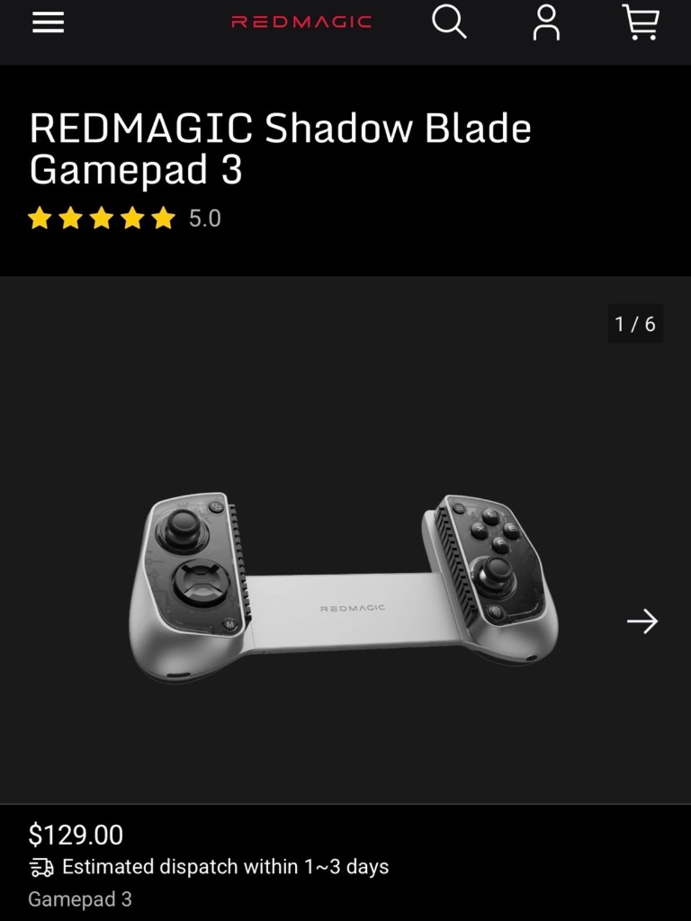 REDMAGIC Shadow Blade Gamepad 3 - Silver and Black - NEW IN BOX UNOPENED